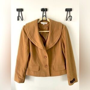 Harve Benard, size 10, camel color wool cashmere nylon blend wide lapel jacket
